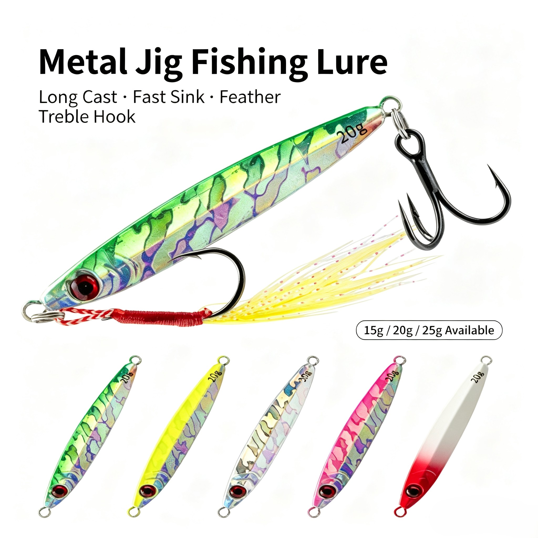 3Pcs Metal Jig Lure Set Asymme - Fishing Hook Treble ulasan dan harga
